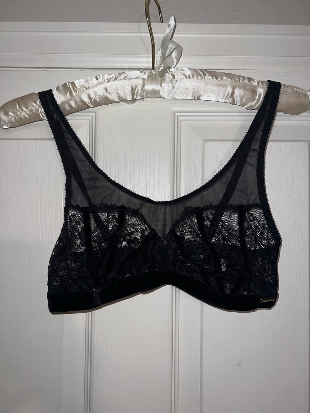 Adore Me Black Sheer Lace Bralette